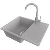 GRANITSPÜLE Ibiza, 2-er set Grau 62/50 cm 1 Becken + Küchenarmatur 32/20 cm + Ablauf-Set ab 45er Unterschrank - Chromfarben/Grau, Kunststoff (62/19/50cm) - Primagran