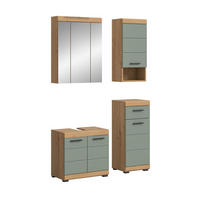 BADKOMBINATION 4tlg. Scout Bad in Artisan Eiche Nachbildung und Salbei Nachbildung B/H/T: 112x191x34 cm - Eiche Artisan, Holz (112/191/34cm)