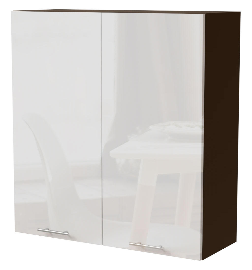Feldmann-Wohnen Hängeschrank Weiß Hochglanz, Dunkelgrau 90x96x32.5 cm