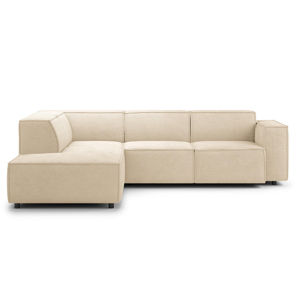 ECKSOFA mit Ottomane - Beige/Schwarz, Kunststoff/Textil (260/234cm) - home24