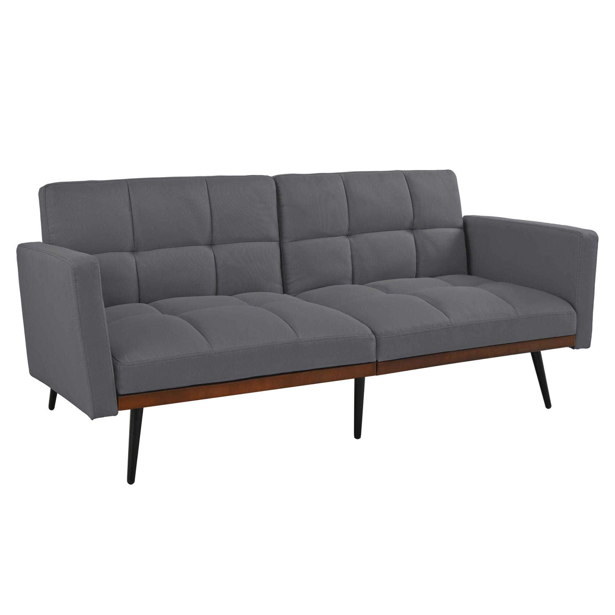 SCHLAFSOFA 146 cm Grau mit Bettfunktion & Leinen-Optik - Dunkelgrau, Textil (146/70/60cm) - Urban Meuble