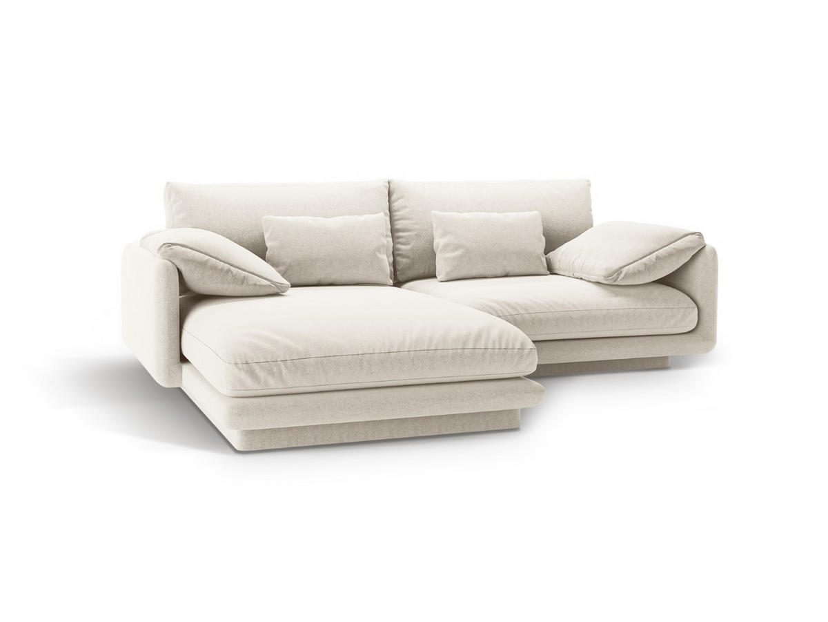 ECKSOFA links Torino aus strukturiertem Stoff elfenbein 3 Sitzplätze - Ecru, Textil (170/220cm) - Micadoni