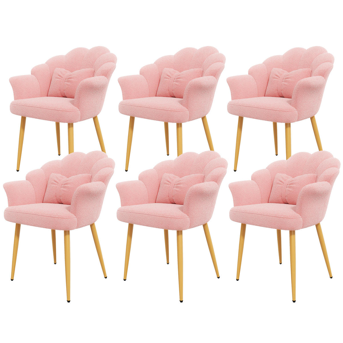 ARMLEHNSTUHL-SET 6 Stück, Blütenblatt-Design, DE-42136, Rosa - Pink, Holzwerkstoff (65.5/85/64cm) - ComfortXL