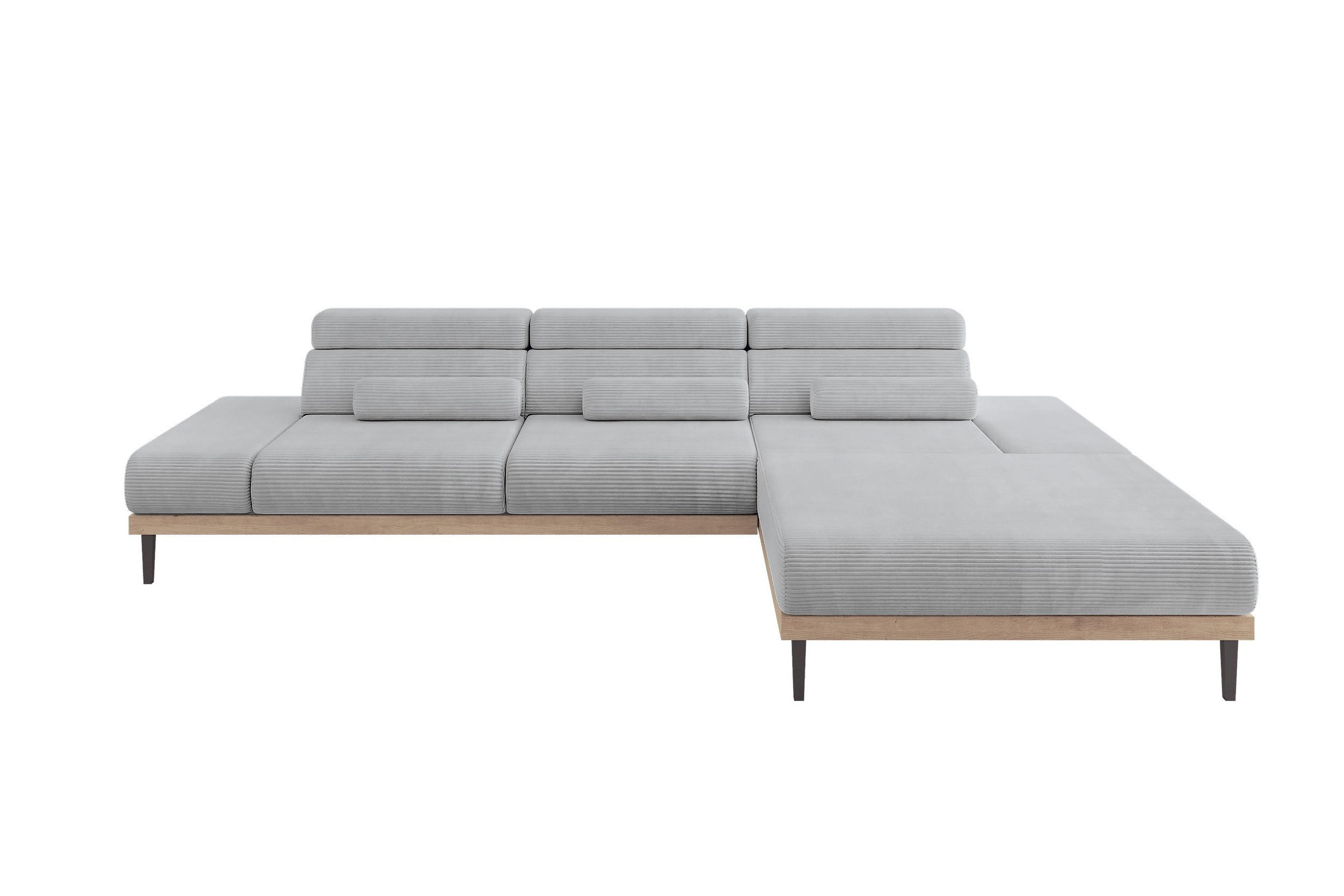 ELEKTRISCHES ECKSOFA Rechts MONA 316x205x85 Grau Cord - Schieferfarben/Grau, Holzwerkstoff/Textil (316/205cm) - ALTDECOR