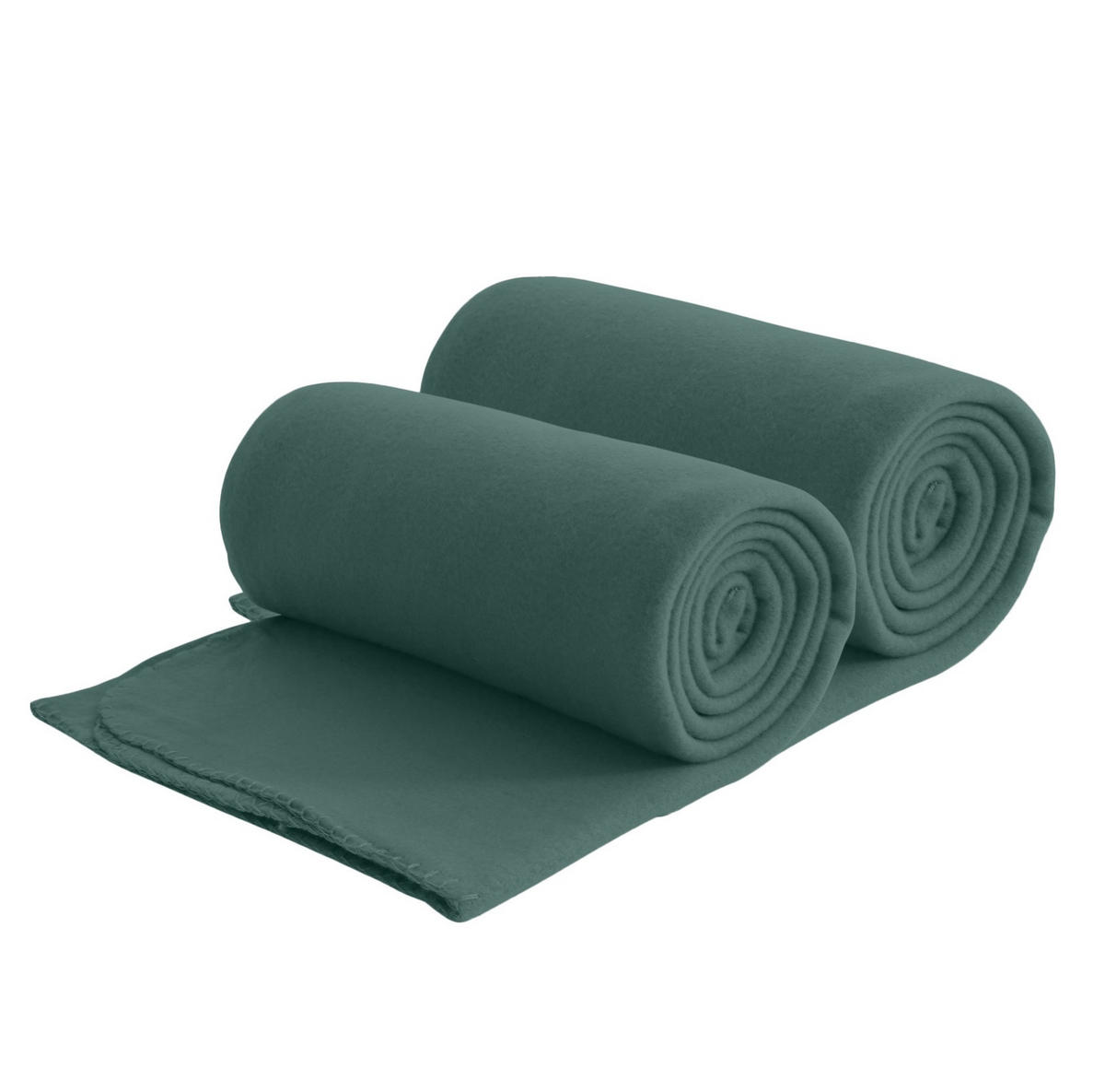 FLEECEDECKE 2er Set eco-line dunkelgrün 130/160 cm aus 100% recyceltem Material Kettelrand Anti-Pilling - Dunkelgrün, Textil (130/160cm) - wometo
