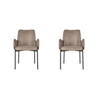 ESSZIMMERSTUHL Joni Taupe 60/55/86 cm 2er-Set - Taupe, Textil (55/86/60cm) - LABEL51