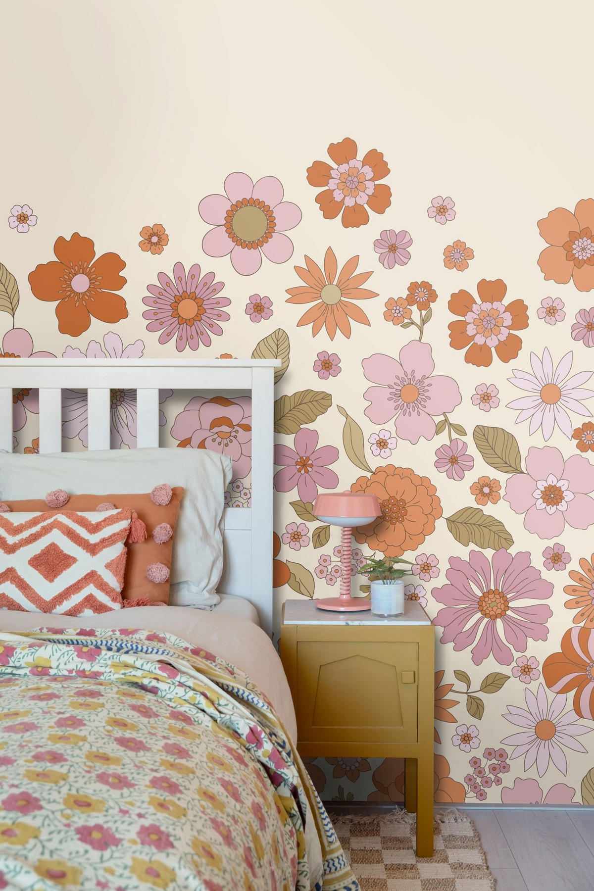 FOTOTAPETE Retro Blumen 2.5 x 2.79 m - Lila, Papier (250/279cm) - ESTAhome