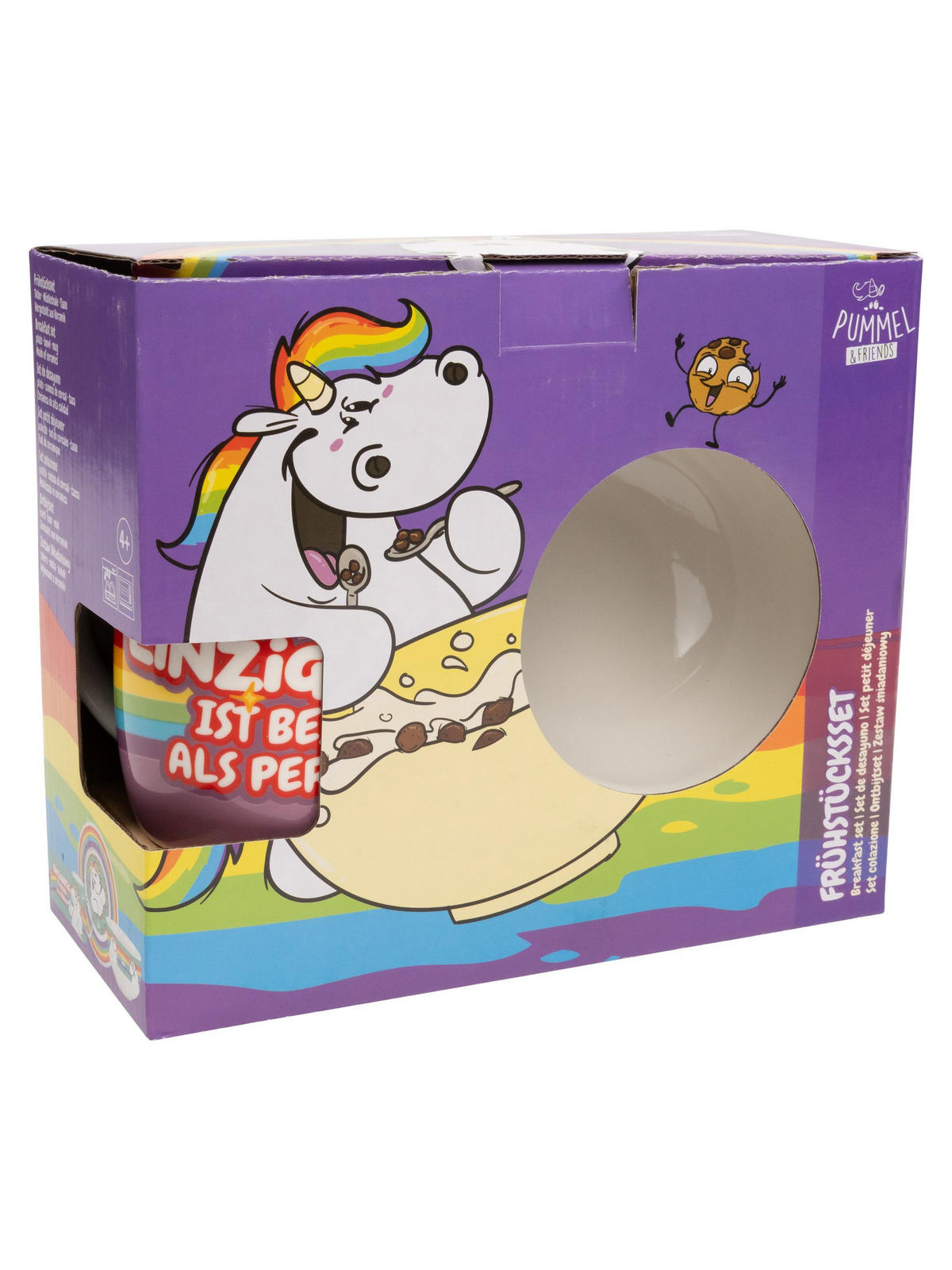 FRÜHSTÜCKSSET Pummel & Friends Pummeleinhorn Rainbow Mehrfarbig 3-teilig - Multicolor, Keramik (23.8/11.2/23.3cm) - United Labels