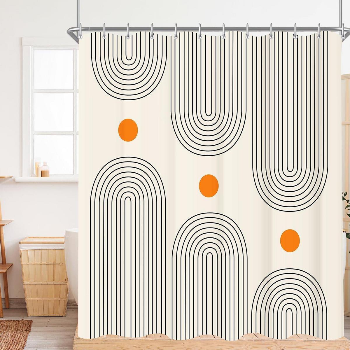 DUSCHVORHANG Geometrische Kurve 180 x 200 cm - Multicolor, Textil (180/200cm)