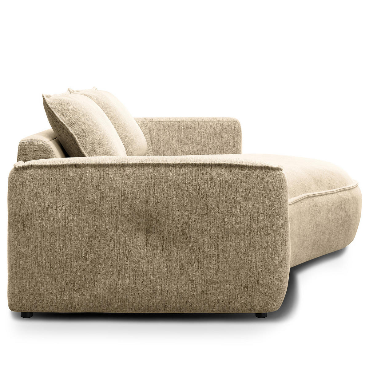 2,5-SITZER SOFA - Taupe/Schwarz, Kunststoff/Textil (217/82/146cm) - home24