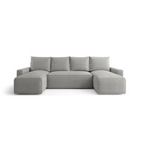 WOHNLANDSCHAFT mit Schlaffunktion SAVIO U Quelle 83 - Grau, Textil (300/75/140cm) - Bedante