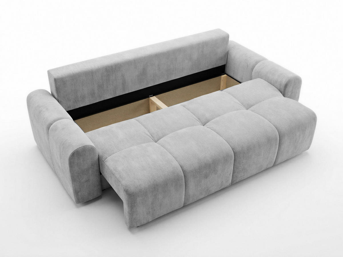 SCHLAFSOFA Fluffy - Schwarz (Vibe 99) - Chromfarben/Schwarz, Holz/Kunststoff (245/100/99cm) - Sofnet