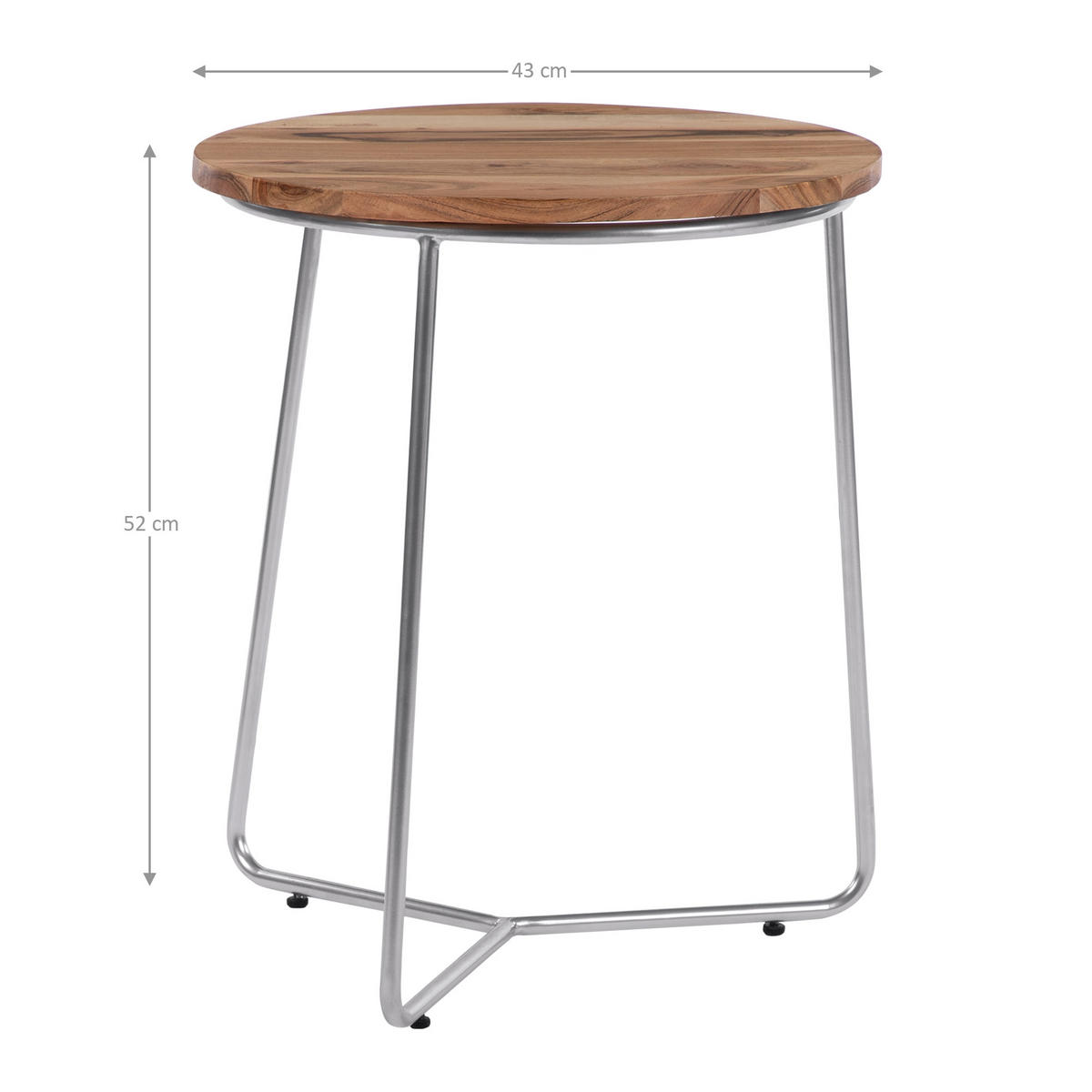 BEISTELLTISCH 2er Set Ø43x52 cm/Ø38x45 cm Natur-Silber aus Mangoholz - Naturfarben, Holz (52/43/52cm) - WOMO-DESIGN