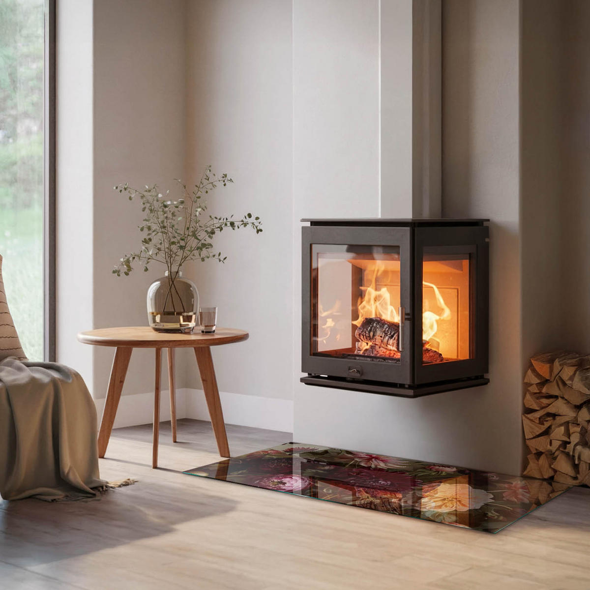 GLASPLATTE für Kamin 120x60 cm - Weinrot, Glas (120/60/0.4cm) - TULUP