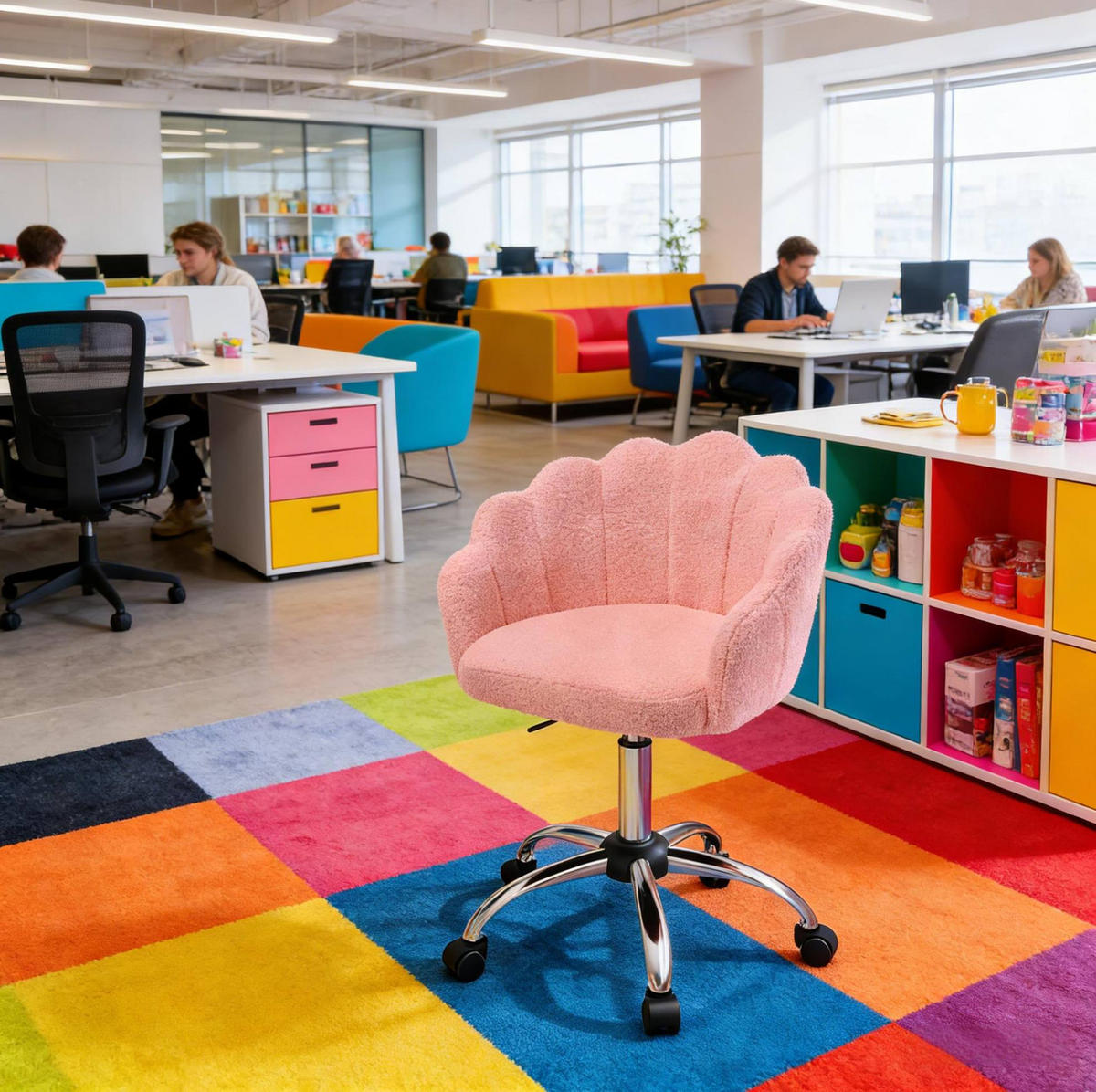 BÜROSTUHL höhenverstellbar Blattdesign Stoff Pink - Pink, Metall (55/81.5/37.5cm) - Meubliv