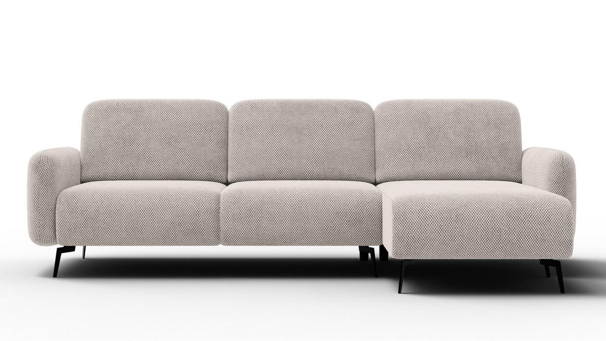 ECKSOFA FEBE 4-Sitzer rechts, beige - Beige/Schwarz, Holz/Textil (264/157cm) - Courtois Laville