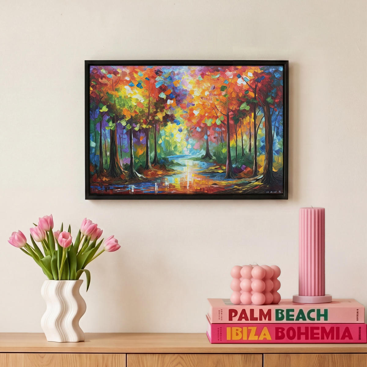 LEINWAND Bilder mit Rahmen - Landschaft - Wald - Farben - Natur - 30x20 - Multicolor, Textil (30/20cm) - MuchoWow