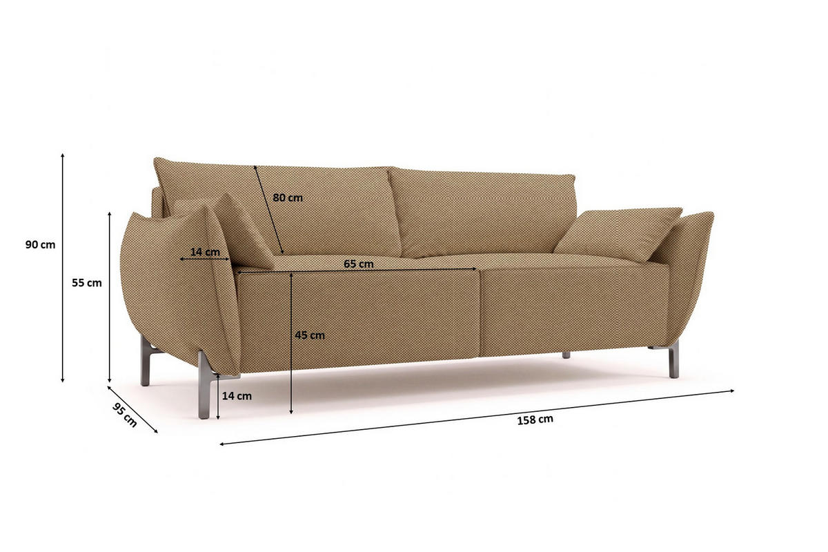 SOFA 2-Sitzer für Terrasse und Garten, Stoff Sunlight, Toffee, SUNMEE - Braun, Holz (158/90/95cm) - Kaiser Möbel