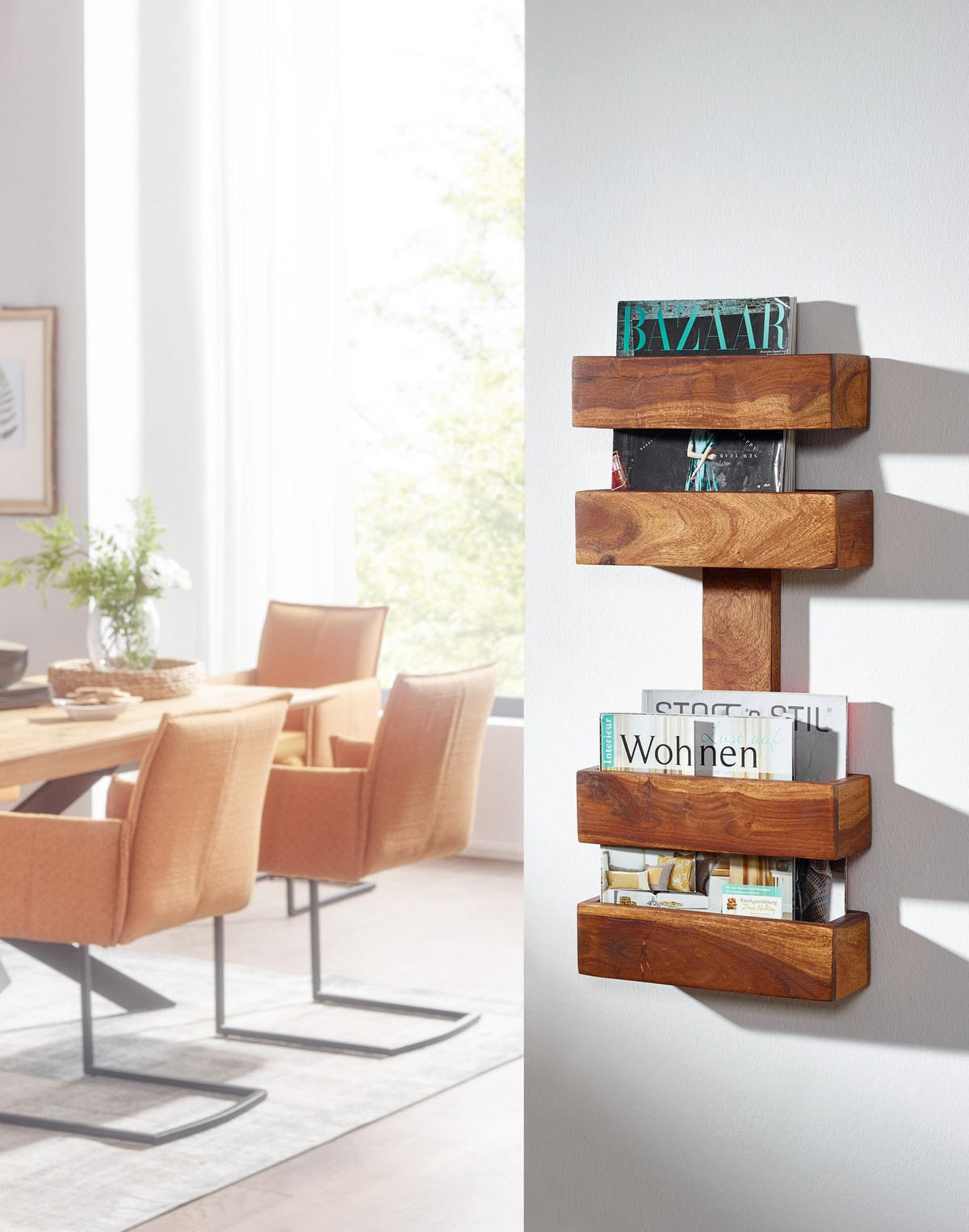 ZEITUNGSSTÄNDER NAKO Massivholz Klassisch Handgefertigt, Braun 30x10x72 cm - Braun, Holz (30/72/10cm) - KADIMA DESIGN