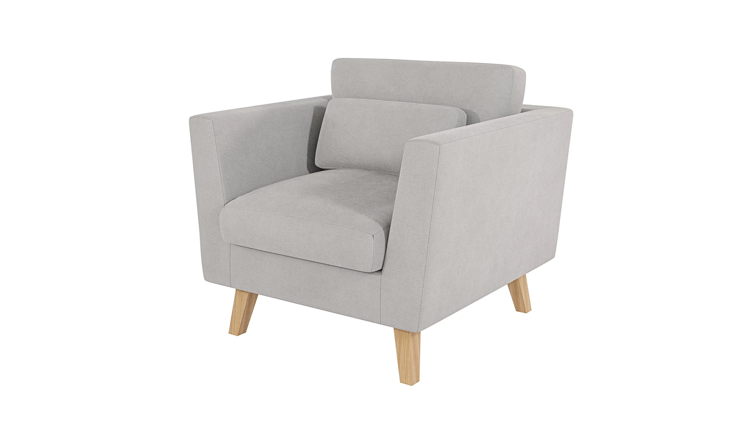 SESSEL Mario Silber Microfaser - Silberfarben/Naturfarben, Holz/Textil (96/90/89cm) - S-Style Möbel