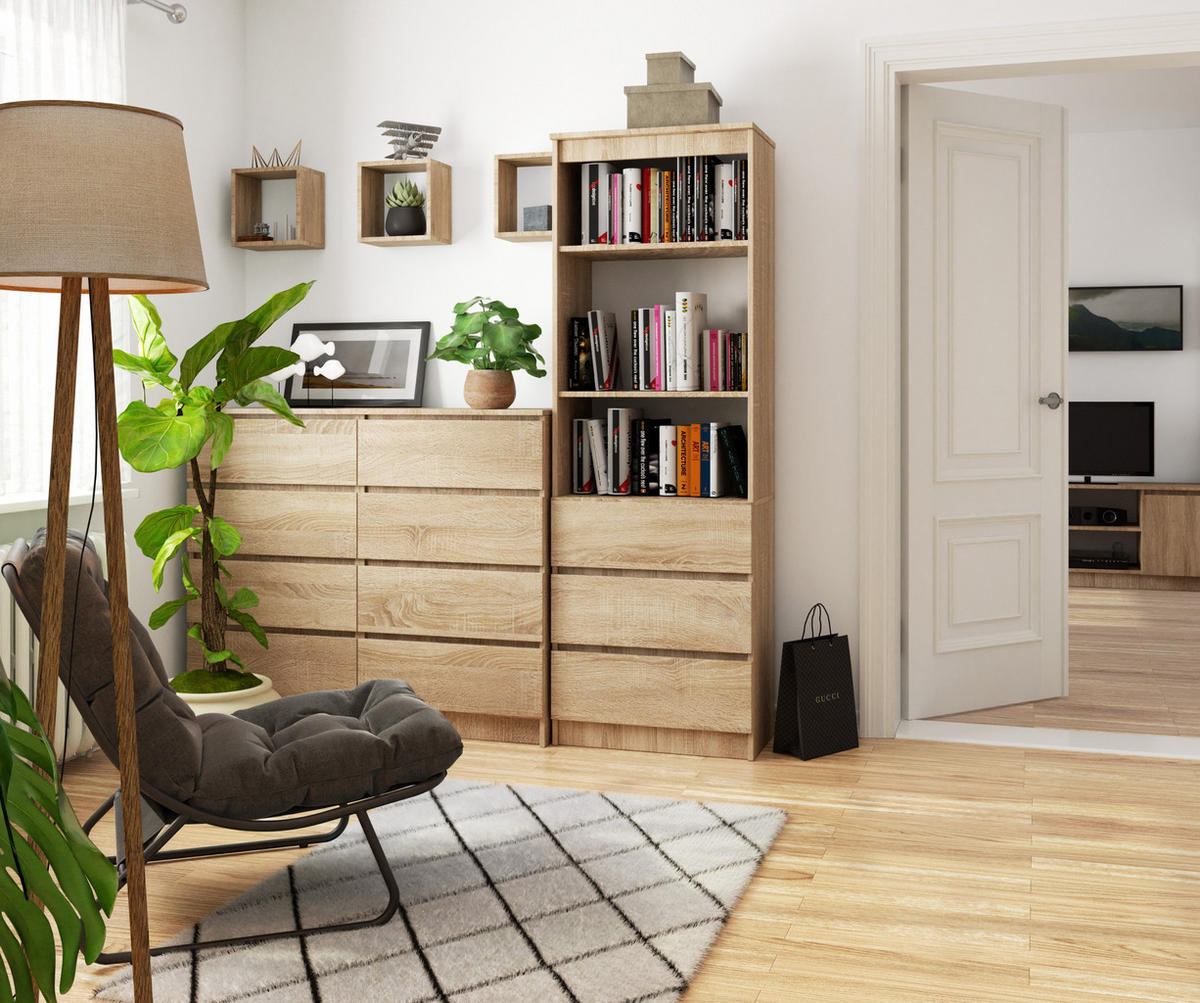 STANDREGAL Eiche Sonoma 180/60/35 - Sonoma Eiche, Holzwerkstoff (60/180/35cm) - RAUMHIRSCH FURNITURE