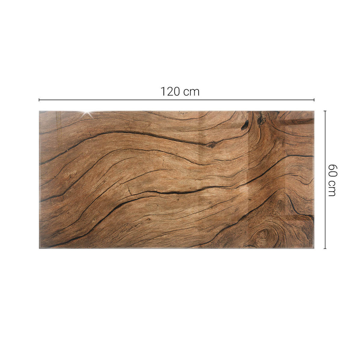 TISCHPLATTE 120x60 cm Naturholz Dekor - Braun, Glas (120/60/0.4cm) - TULUP