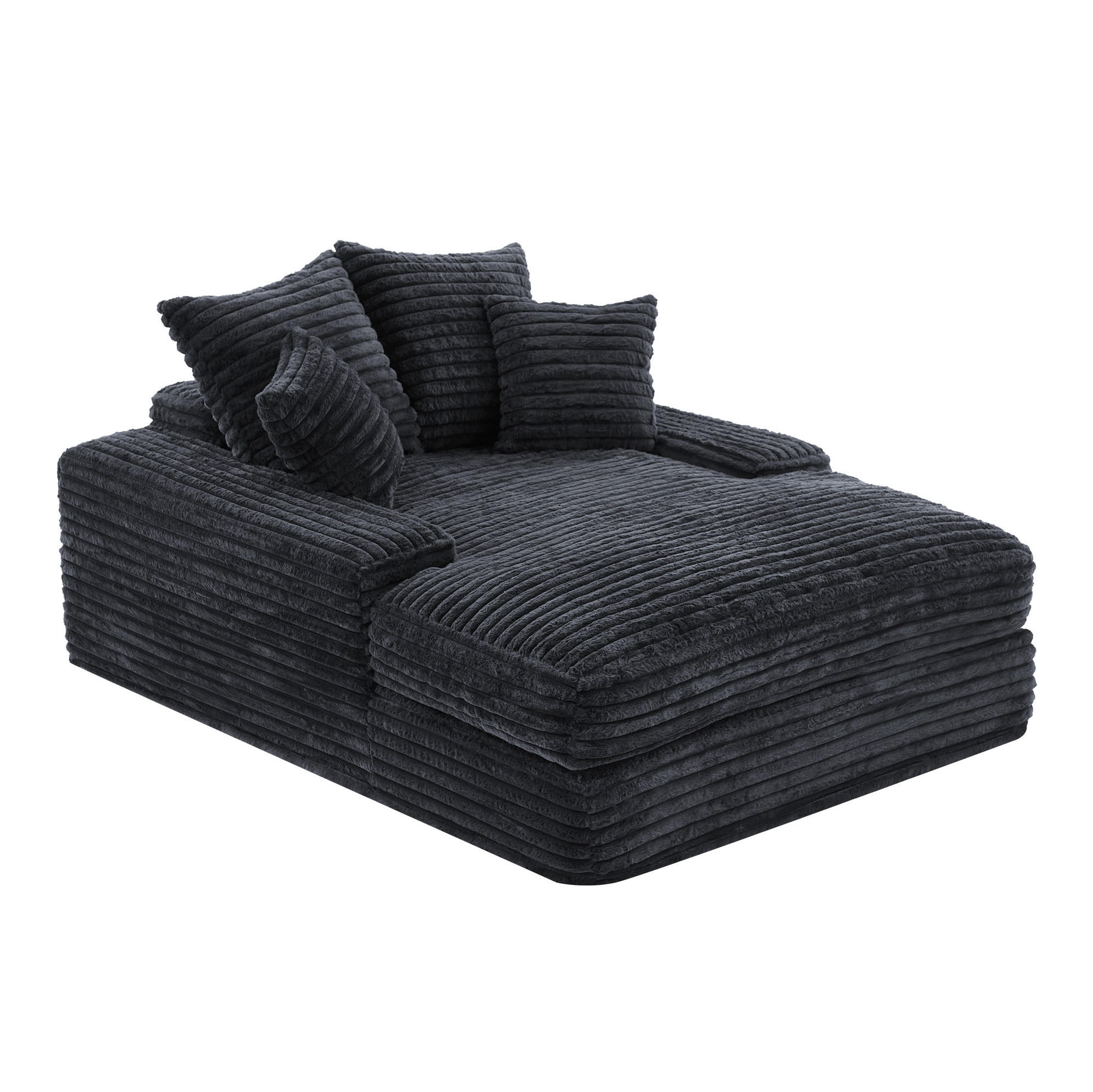 CHAISELONGUE Cordstoff mit Memory-Schaum und 4 Kissen 137/175/63 cm Grau - Grau, Textil (137/63/175cm) - Redom