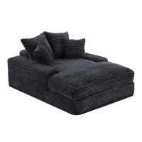 CHAISELONGUE Cordstoff mit Memory-Schaum und 4 Kissen 137/175/63 cm Grau - Grau, Textil (137/63/175cm) - Redom