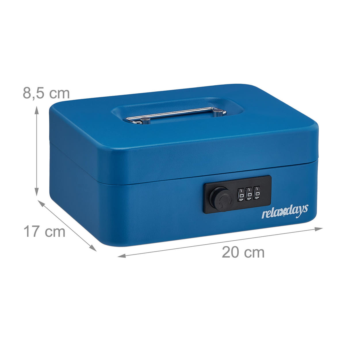 GELDKASSETTE - Blau, Kunststoff/Metall (20/8.5/17cm) - Relaxdays