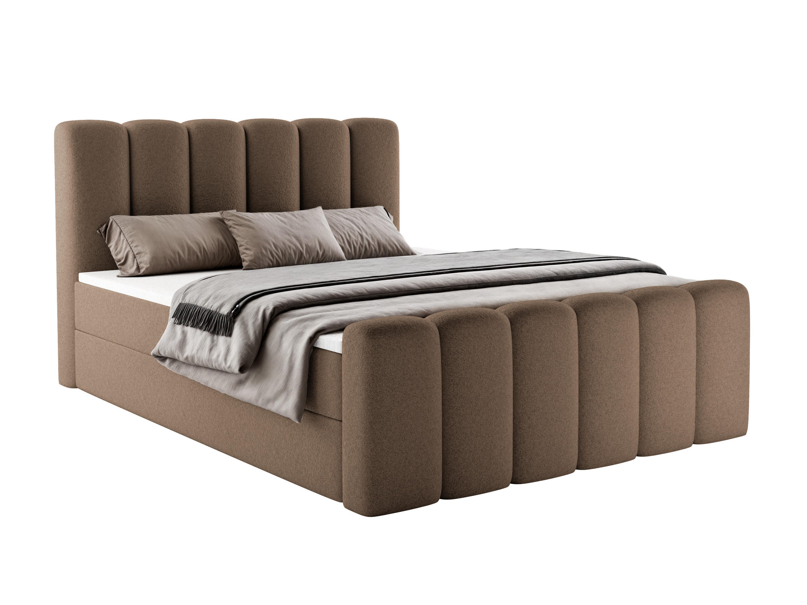 BOXBETT Nola mit Topper Braun 160x200 - Braun, Textil (160/200cm) - Luxkor24