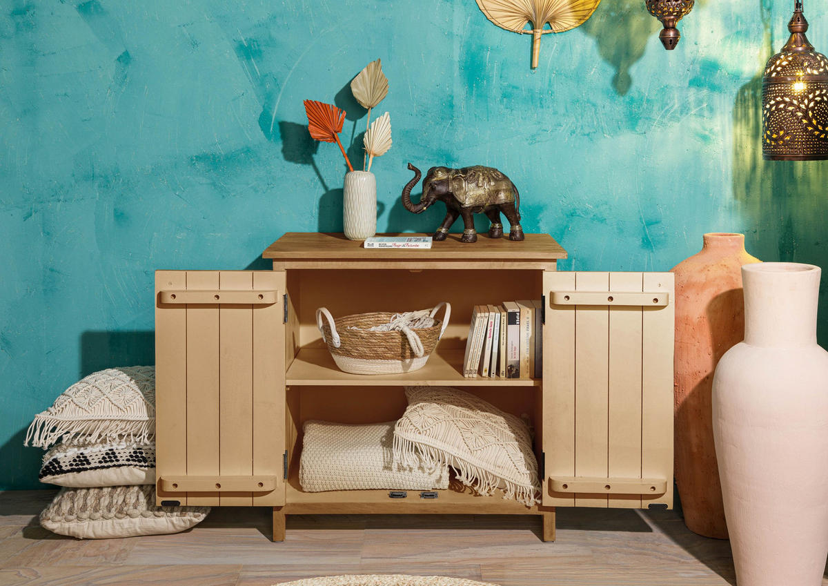 KOMMODE Mango 80x48x78 natur lackiert KASHMIR #108 - Braun, Holz (80/78/48cm) - Massivmoebel24