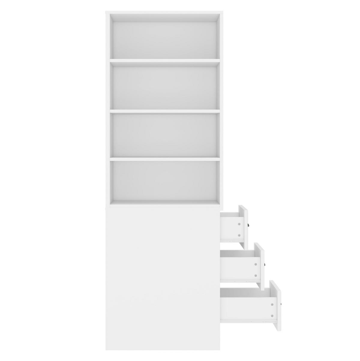 HIGHBOARD mit Schubladen 60/38/180 cm in Weiß – schmal mit viel Stauraum - Weiß, Holzwerkstoff (60/180/38cm) - BEAOK