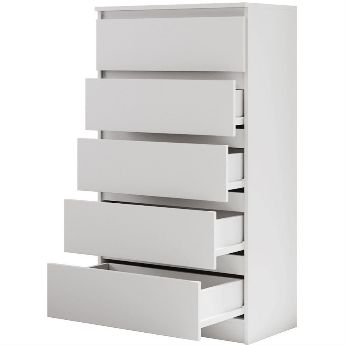 KOMMODE Lemon 70 cm mit fünf Schubladen weiß matt - Weiß, Holzwerkstoff (70/124.5/39cm) - Beautysofa