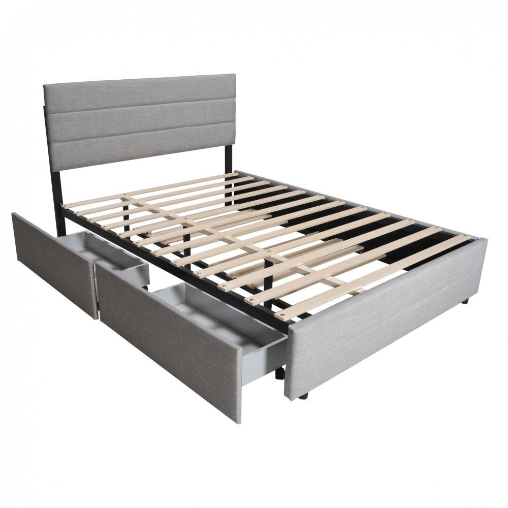 BETT mit Schubladen und Bett-Schublade/ Bett PALERMO 140x200- Hellgrau - Grau, Holzwerkstoff (140/190cm) - Weber Industries