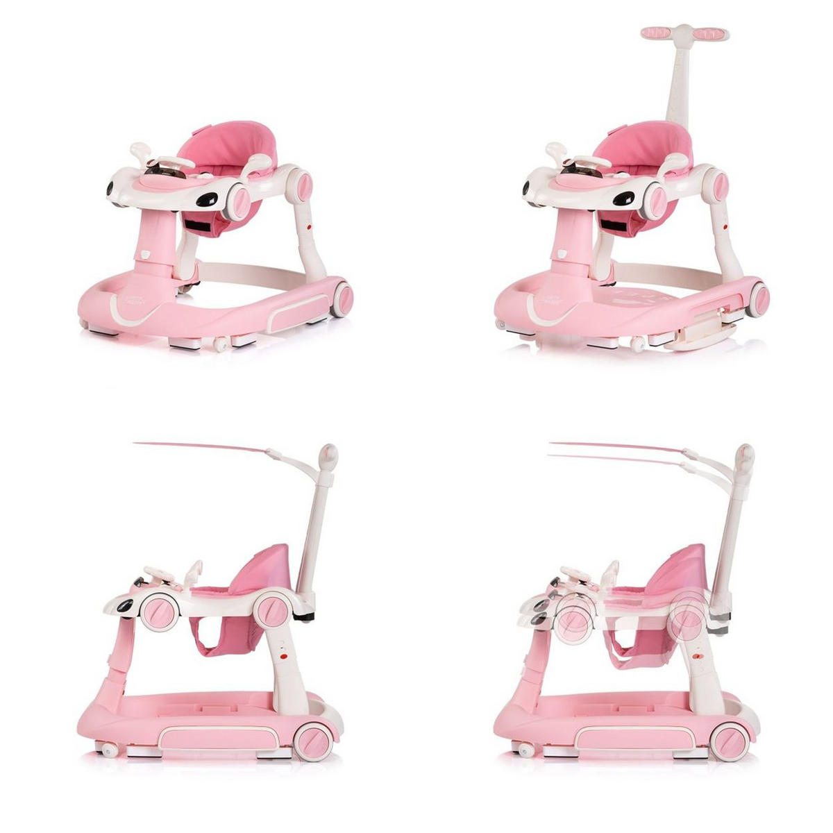 LAUFLERNHILFE Happy Walker rosa 5 in 1 Schaukelfunktion Musik Lichter Räder - Rosa, Kunststoff (68/61/76cm) - Chipolino