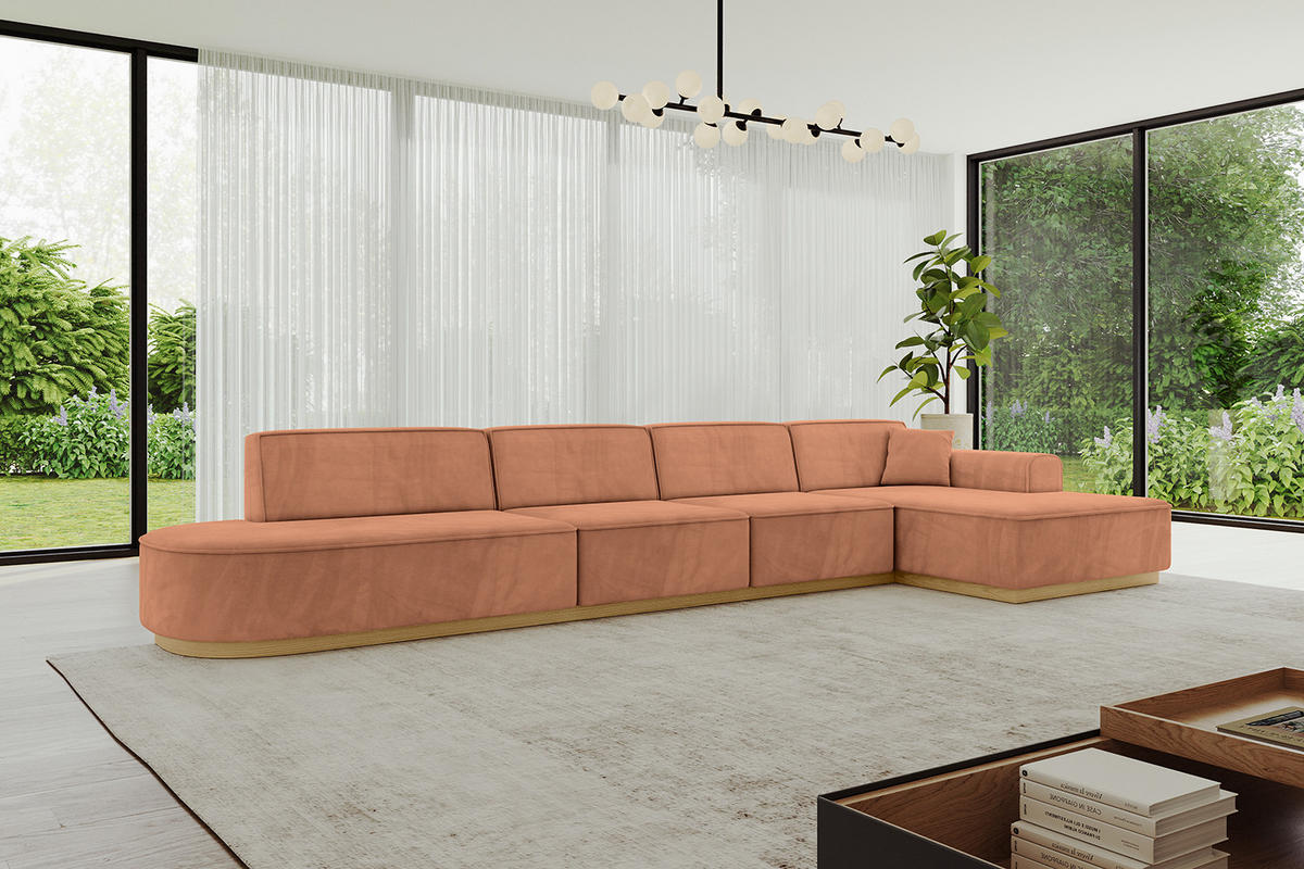 ECKSOFA Ottomane Rechts IREA-L3-v2 - 413x171x83 cm Koralle - Koralle, Holzwerkstoff/Textil (171/413cm) - ALTDECOR