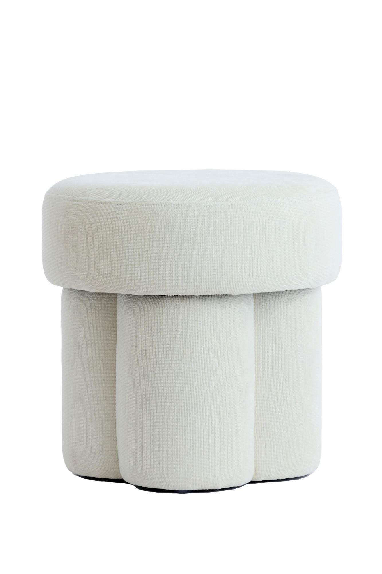 SITZPOUF Curtea Weiß Ø42/43 cm - Weiß, Holz (42/43/42cm) - Light & Living