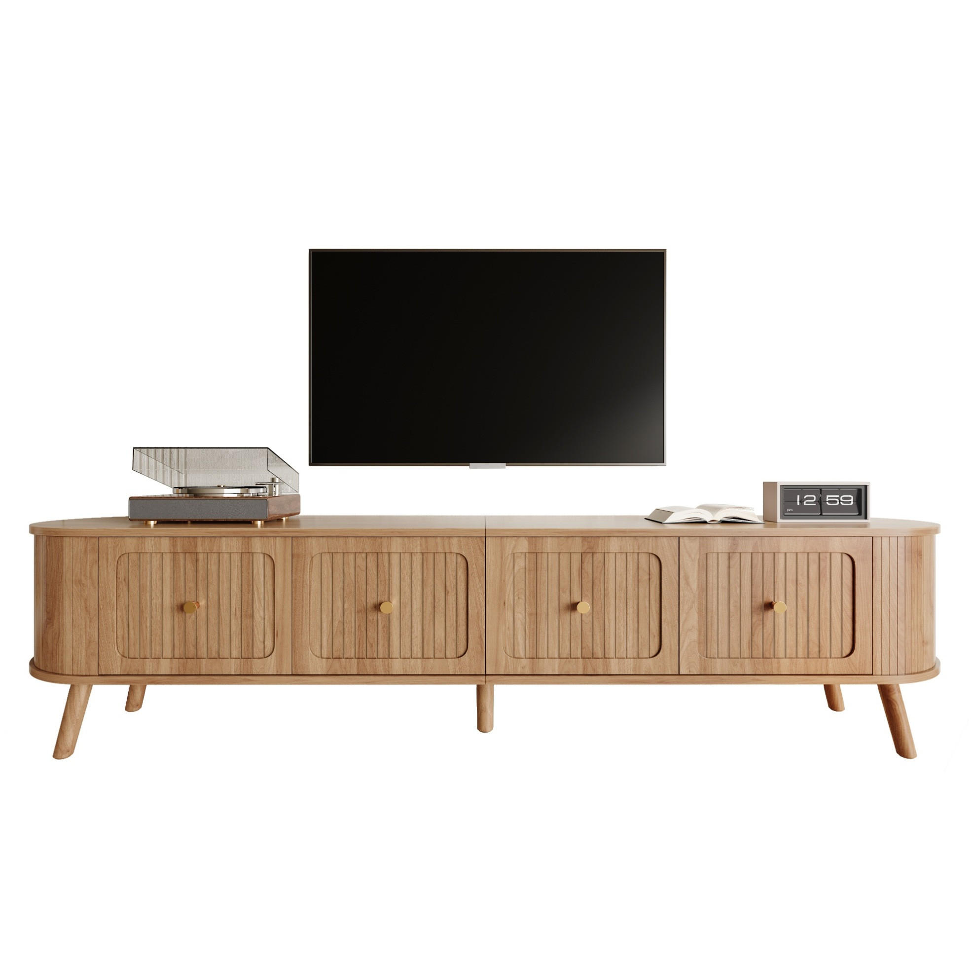 TV-SCHRANK aus MDF und Holzwerkstoff 180x38x47 cm Eichefarben mit Klapptüren und Stauraum im Vintage-Look - Braun, Holzwerkstoff (180/47/38cm) - Modfu