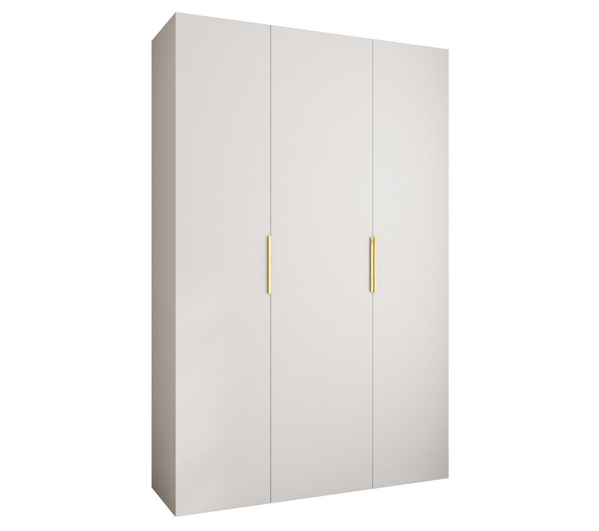 DREHTÜRENSCHRANK 245,5/160/50 3-türig - Goldfarben/Weiß, Holz/Metall (160/245.5/50cm) - Abiks Möbel