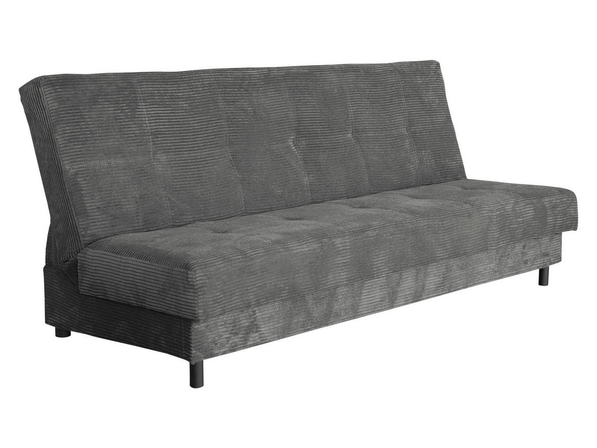 SCHLAFSOFA Enduro XIV Cord - Schwarz/Grau, Holz/Kunststoff (195/90/85cm) - MIRJAN24