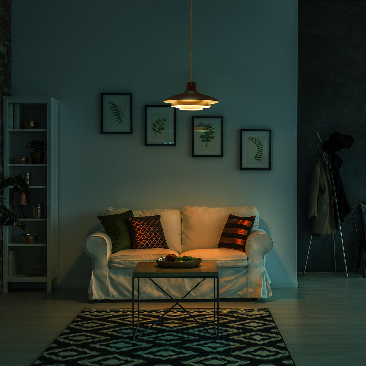 HÄNGELAMPE - Grau, Textil/Metall (36/36/120cm) - Relaxdays