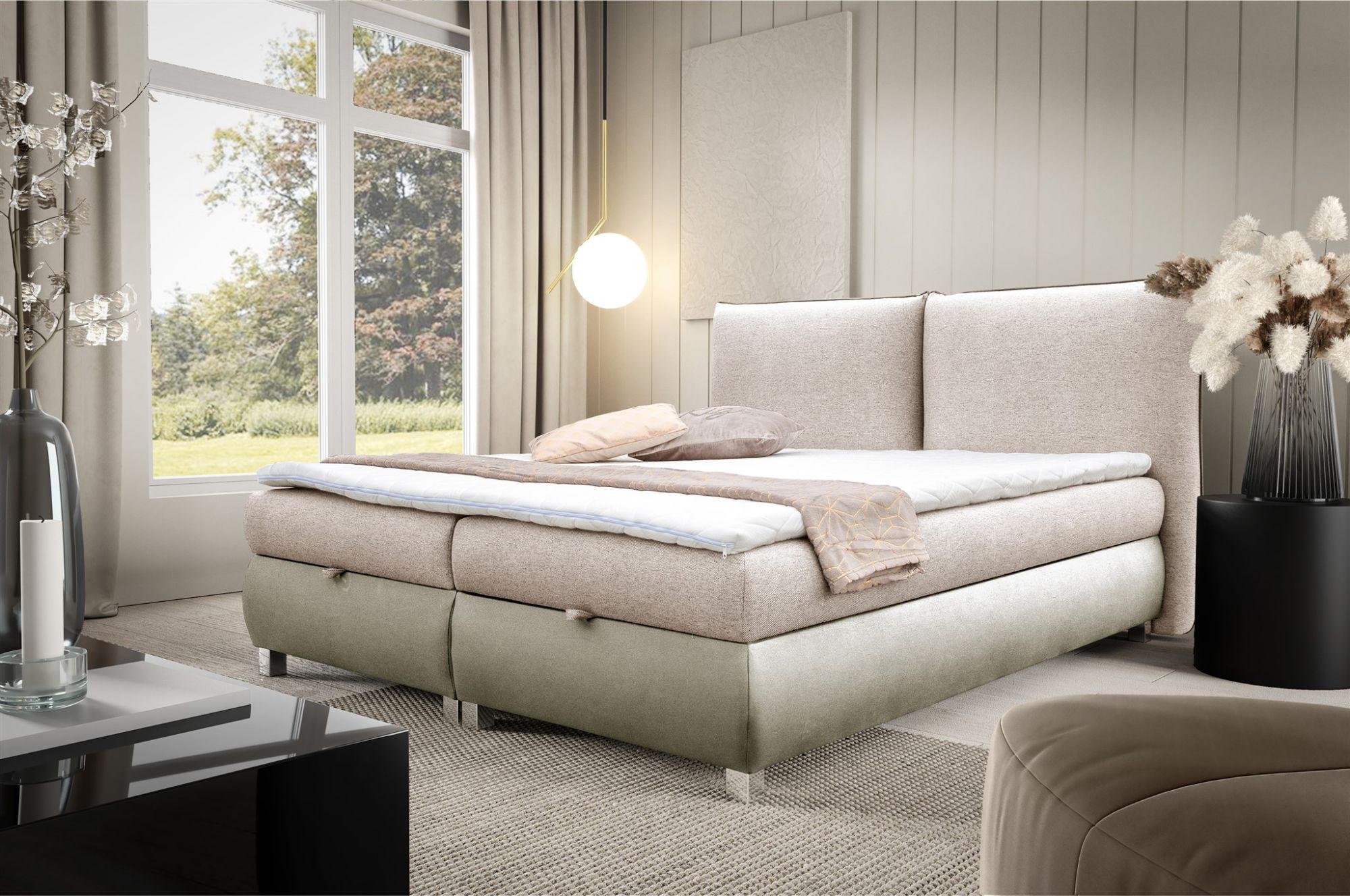 BOXBETT Valentin In Neve - Beige, Holzwerkstoff/Textil (120/200cm) - Fun Möbel