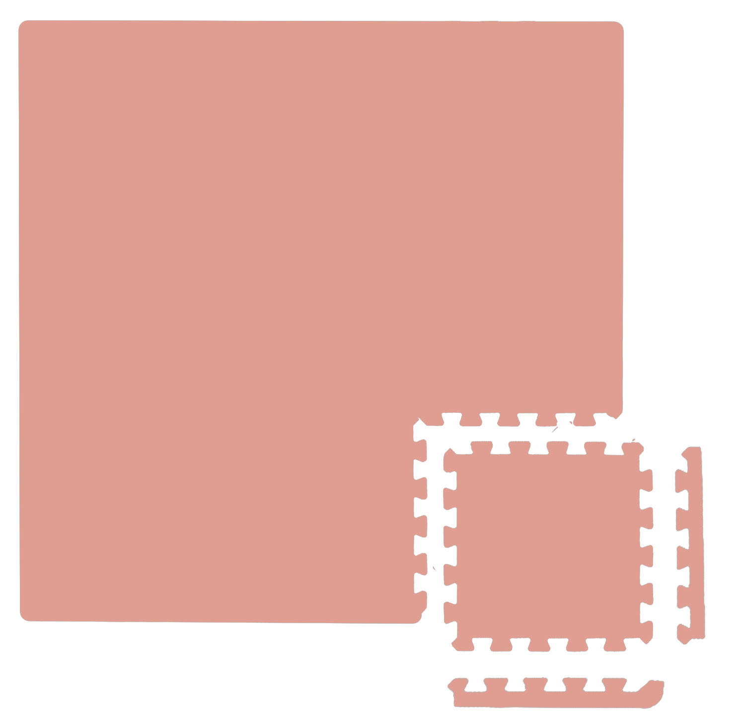 SPIELMATTE ab Null - 90/90/1 cm Puzzlematte mit Rand Terrakotta - Rosa, Kunststoff (30/30cm) - Littletom