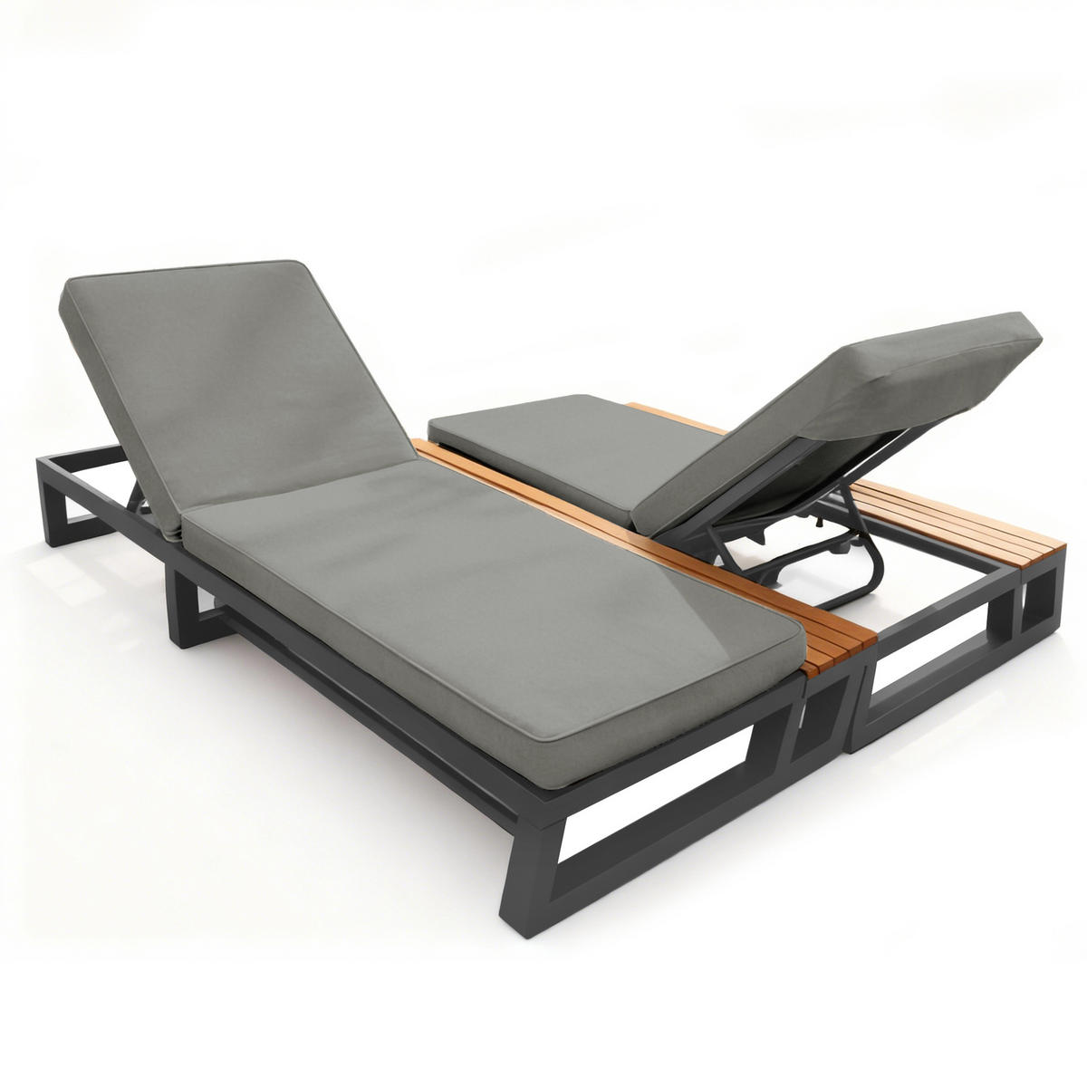 SONNENLIEGE, 2 Personen, Verstellbar, Daybed, Grau - Grau, Metall (159/184cm) - FLIEKS