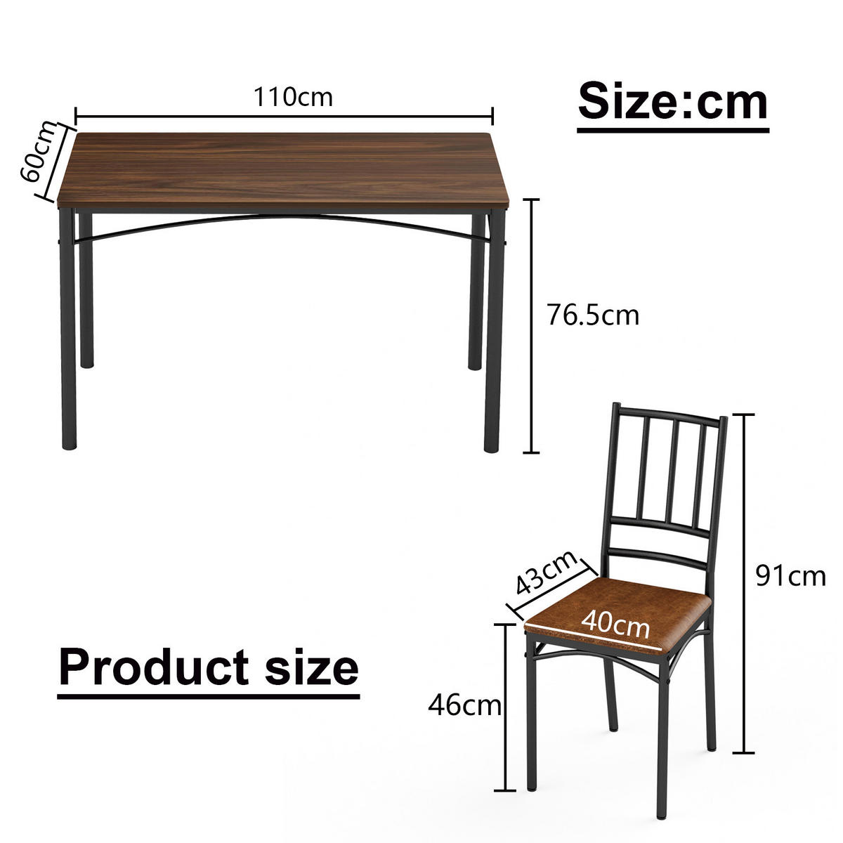 ESSGRUPPE DE-39329 5-teilig, mit 4 Stühlen Walnuss - Walnussfarben, Holzwerkstoff (110/76.5/60cm) - ComfortXL