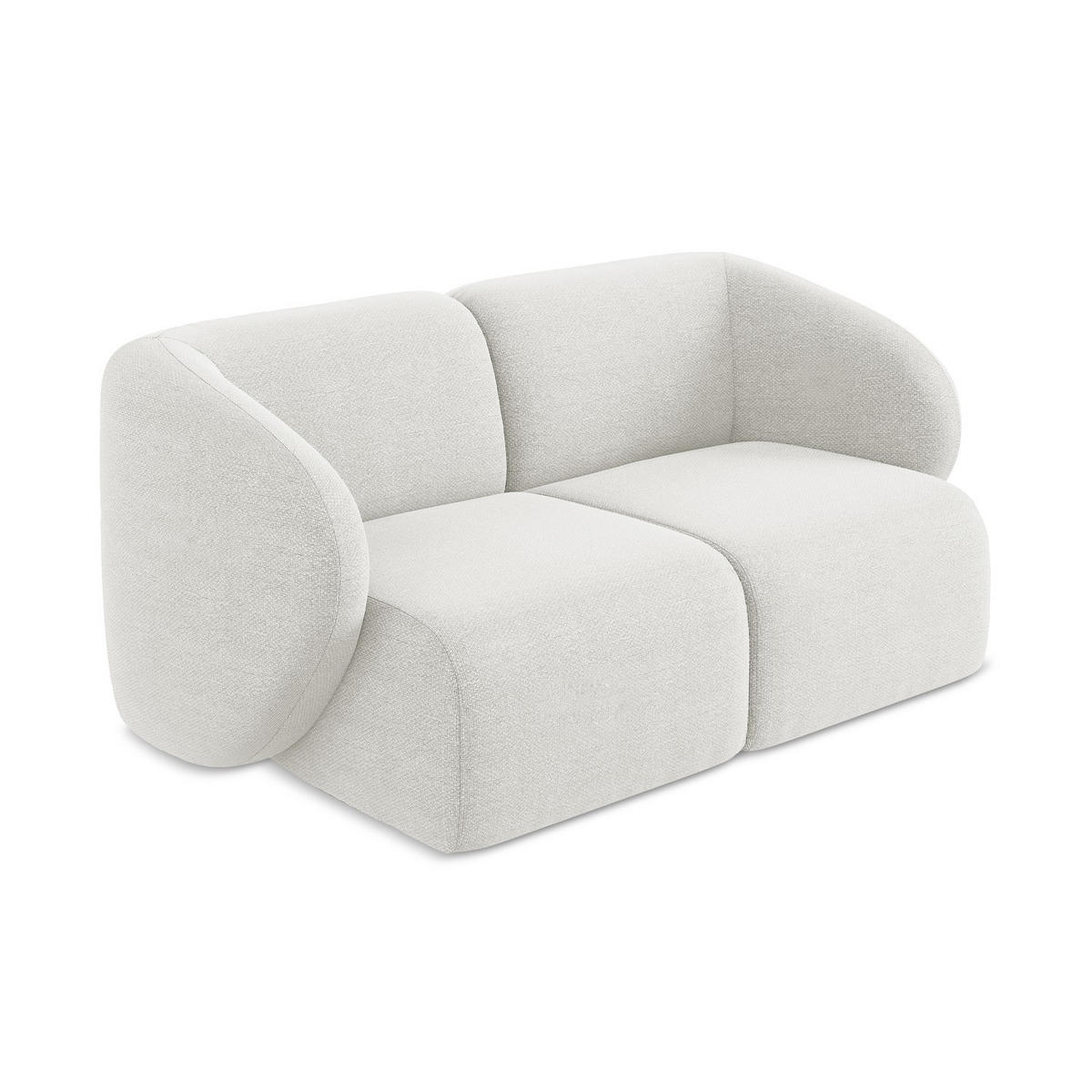 2-SITZER-SOFA Bouclé Stoff Weiß - Schwarz/Weiß, Holzwerkstoff/Kunststoff (174/75/94cm) - LaMiaSofa