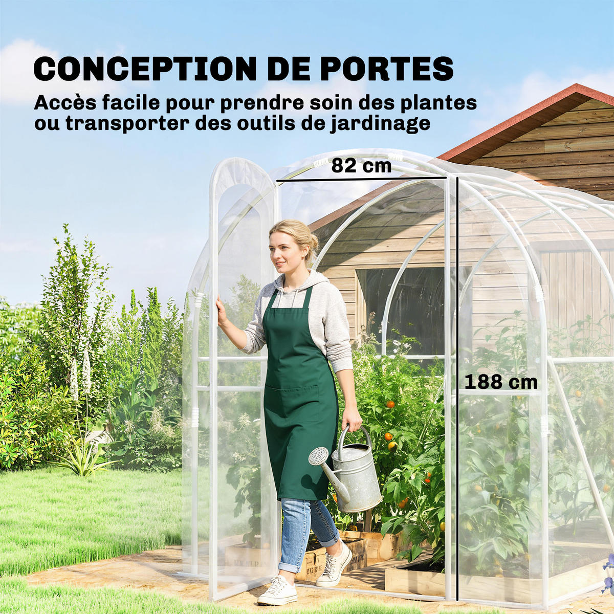 GEWÄCHSHAUS DE-12064 6 m² mit Scharniertür Grün - Transparent, Kunststoff (200/195/300cm) - ComfortXL