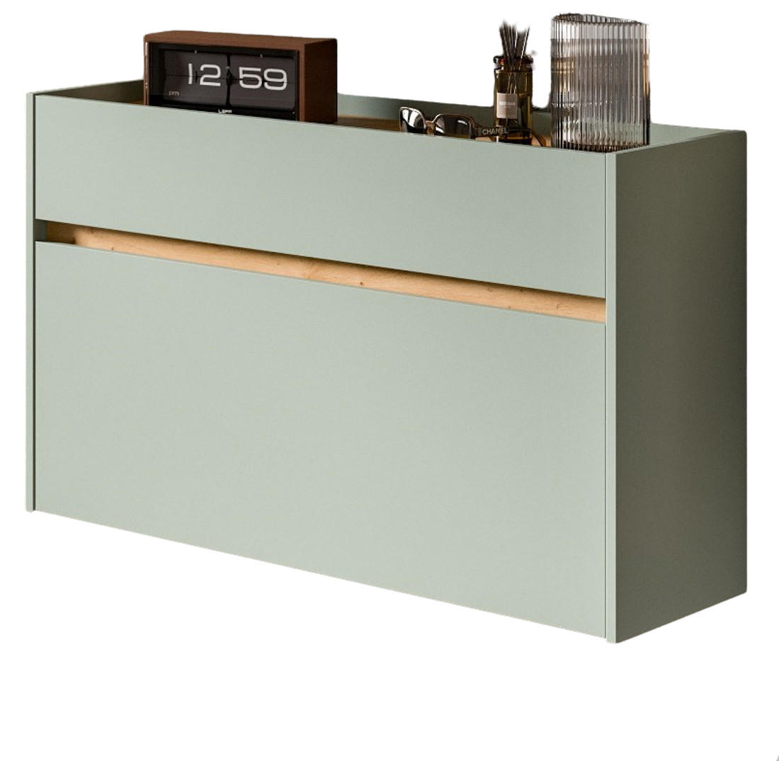 SCHUHKIPPER Salbei grün, Artisan Eiche 110 cm, Schuhschrank hängend - Salbeigrün/Eiche Artisan, Holzwerkstoff (110/61/32cm) - Inn.Furn