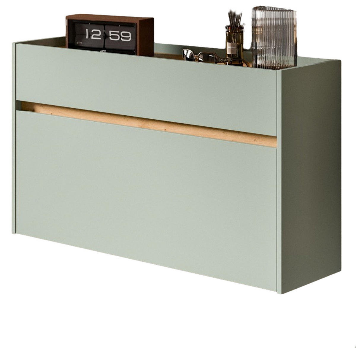 SCHUHKIPPER Salbei grün, Artisan Eiche 110 cm, Schuhschrank hängend - Salbeigrün/Eiche Artisan, Holzwerkstoff (110/61/32cm) - Inn.Furn