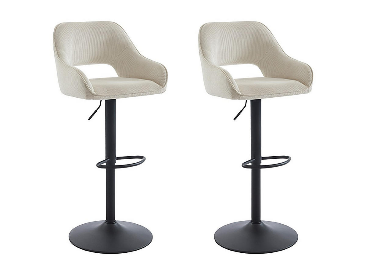 BARHOCKER - 51cm x 54cm - Samt - cremefarben - ZINEA - Creme, Textil (51/113.5/54cm) - Vente-Unique